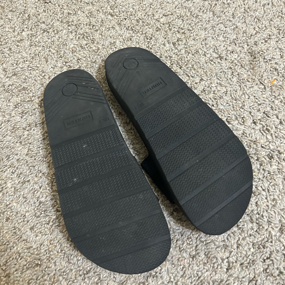 Hunter Original Elastic Slide Sandals Black Women's Cushioned Textile Open Toe - Picture 8 of 9